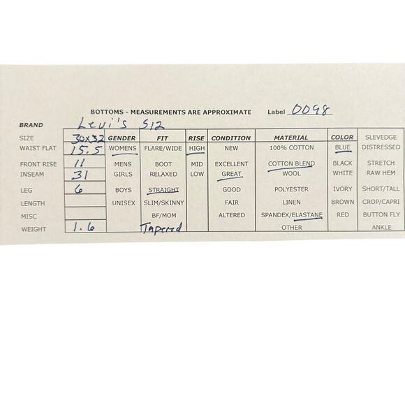 Vintage Levi's 512 Women's High Rise Tapered Straight Leg Jeans Y2K 90s 30x32 - Picture 11 of 11